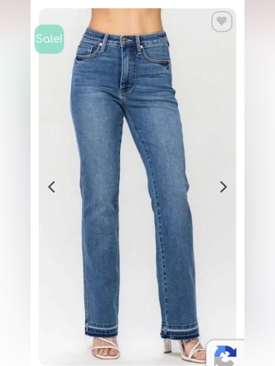 Judy Blue Denim - Judy Blue High Waist Slim Boot Cut unfinished hem 5 pocket zip close blue jean